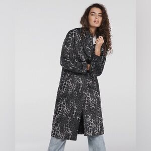 Express Brushed Leopard Wool-Blend Coat